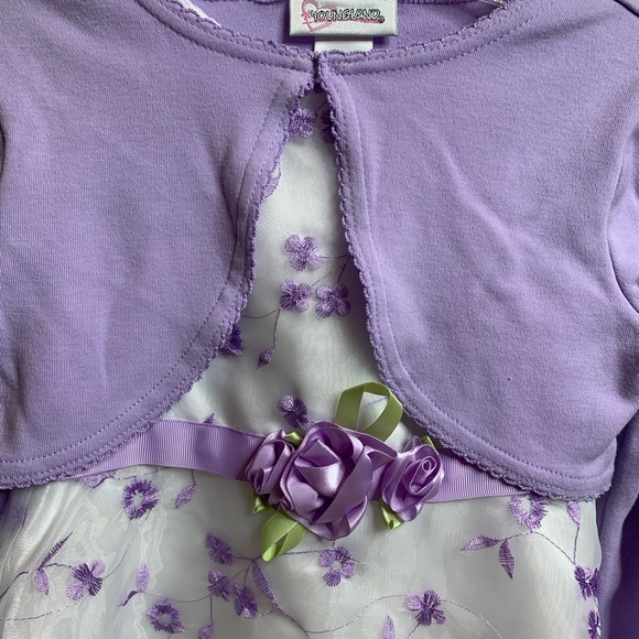 Youngland kids size 5 special occasion embroidered dress and sweater set - Picture 2 of 8